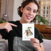 Schattigee Kiwi Bird in Christmas Elf Pet, op maat Feestdagenkaart