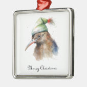 Schattigee Kiwi Bird in Christmas Elf Pet, op maat Metalen Ornament (Links)