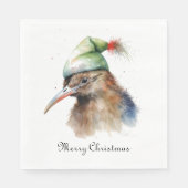 Schattigee Kiwi Bird in Christmas Elf Pet, op maat Servet (Voorkant)