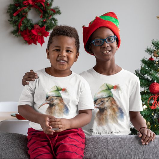 Schattigee Kiwi Bird in Christmas Elf Pet, op maat T-shirt