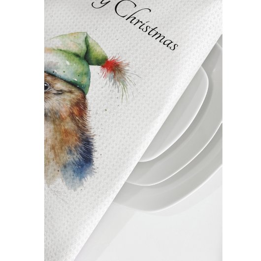 Schattigee Kiwi Bird in Christmas Elf Pet, op maat Theedoek