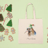 Schattigee Kiwi Bird in Christmas Elf Pet, op maat Tote Bag
