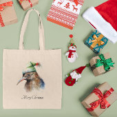 Schattigee Kiwi Bird in Christmas Elf Pet, op maat Tote Bag