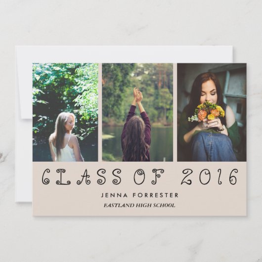 Schattigee Klasse van 2016 Drie foto's Afstudeerfe Kaart (Voorkant)