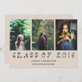 Schattigee Klasse van 2016 Drie foto's Afstudeerfe Kaart (Voorkant / Achterkant)