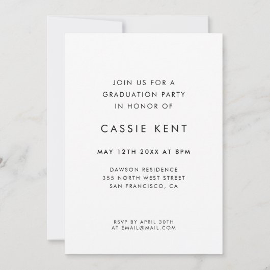 Schattigee Klasse van 2025 afstuderen foto Aankondiging (Achterkant)