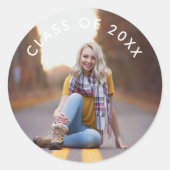 Schattigee Klasse van Foto Afstuderen Envelope Sea Ronde Sticker (Voorkant)