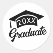 Schattigee klasse van zwarte afstudeerdop ronde sticker (Voorkant)