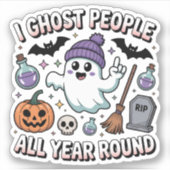 Schattigee klassieke Halloween Funny Ghost Quote D Sticker (Voorkant)