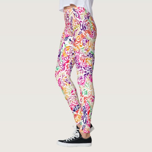 Schattigee klassieke kleurrijke bloemmotief leggin leggings (Links)