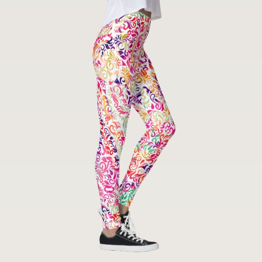 Schattigee klassieke kleurrijke bloemmotief leggin leggings (Rechts)