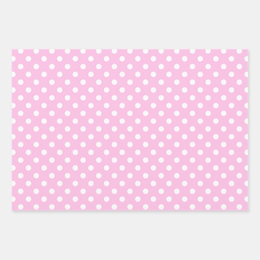 Schattigee klassieke roze en witte Polka Dot Inpakpapier Vel (Voorkant 3)