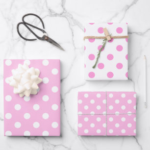 Schattigee klassieke roze en witte Polka Dot Inpakpapier Vel