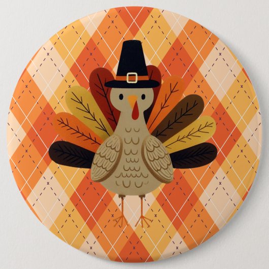 Schattigee, klassieke /  Thanksgiving Turkije Ronde Button 6,0 Cm (Voorkant)
