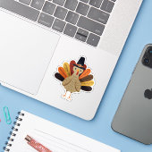 Schattigee, klassieke /  Thanksgiving Turkije Sticker (Laptop met iPhone)