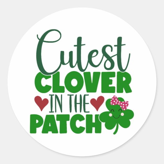 Schattigee klaver in de patch 🍀🌿 ronde sticker (Voorkant)
