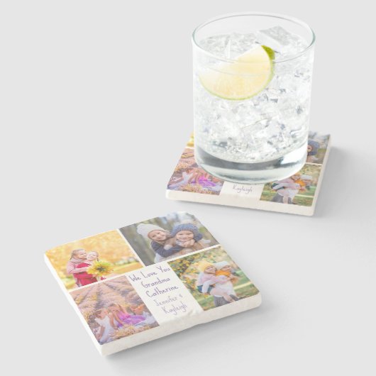Schattigee kleindochters Foto Custom oma Gift Stenen Onderzetter (Zijkant)