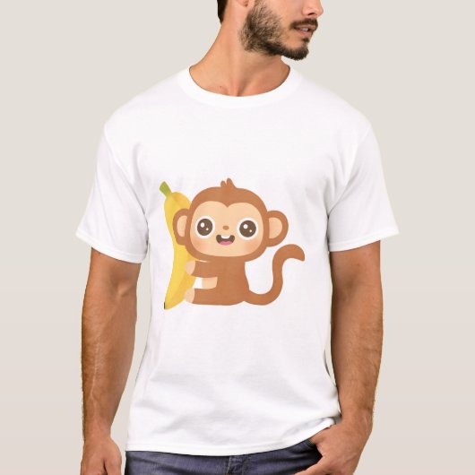 Schattigee kleine aap en banaan t-shirt (Voorkant)