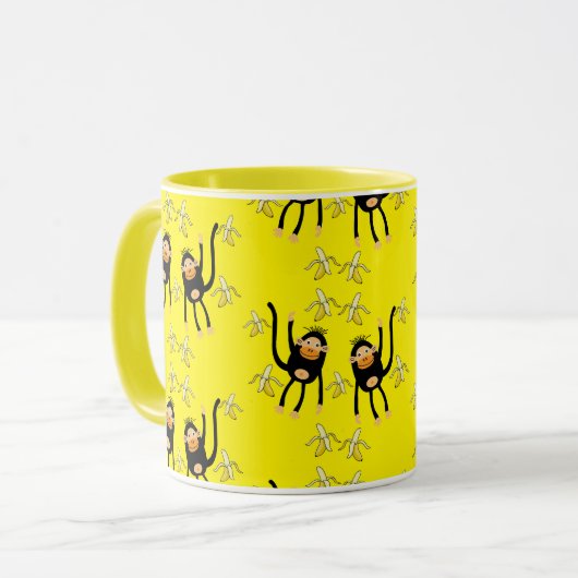 Schattigee kleine aap en bananen mok (Voorkant links)