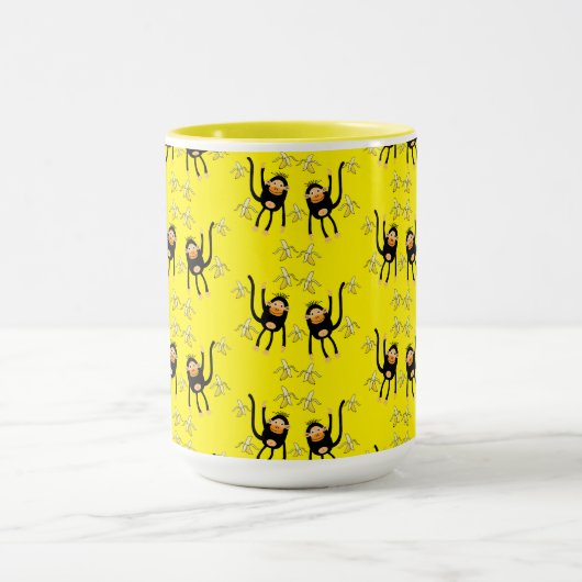 Schattigee kleine aap en bananen mok (Midden)