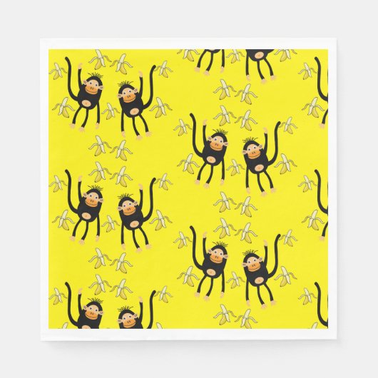 Schattigee kleine aap en bananen servet (Voorkant)