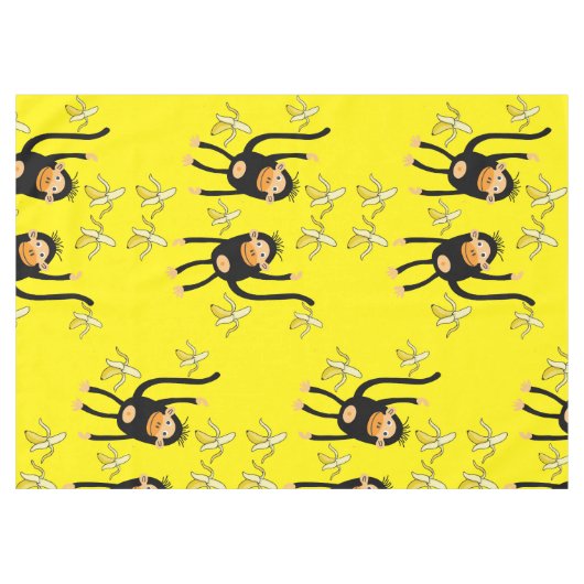 Schattigee kleine aap en bananen tafelkleed (Voorkant (Horizontaal))