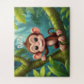 Schattigee kleine aap in Oerwoud gepersonaliseerd Legpuzzel (Verticaal)