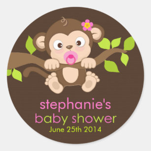 Schattigee kleine aap meisje Baby shower Sticker
