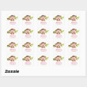 Schattigee kleine aap meisje Baby shower Sticker (Vel)