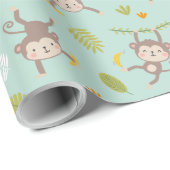 Schattigee kleine aapjes met bananen & bladeren mi cadeaupapier (Rol Hoek)