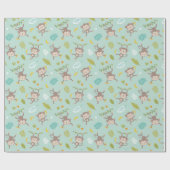 Schattigee kleine aapjes met bananen & bladeren mi cadeaupapier (Vlak)