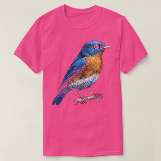Schattigee kleine achtertuin vogel oosterse bluebi t-shirt (Design voorkant)