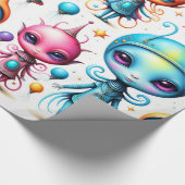 Schattigee kleine aliens cadeaupapier (Hoek)