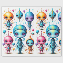 Schattigee kleine aliens cadeaupapier