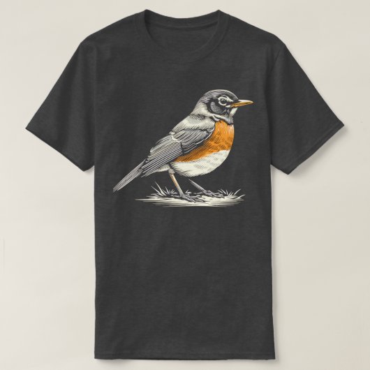Schattigee kleine Amerikaanse robin bird natuur il T-shirt (Design voorkant)