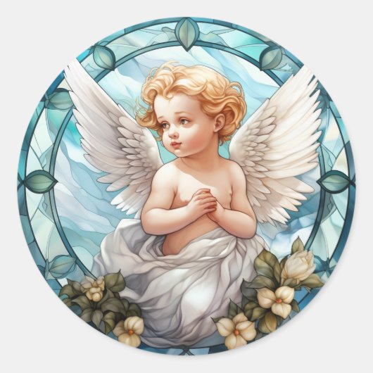 Schattigee kleine Angel liefhebbers Ronde Sticker (Voorkant)