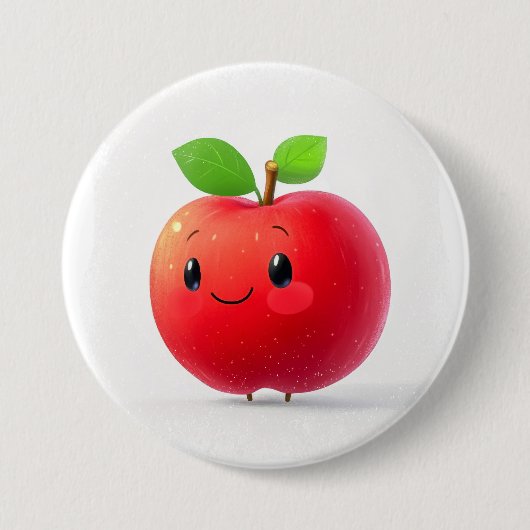 Schattigee kleine appel ronde button 7,6 cm (Voorkant)