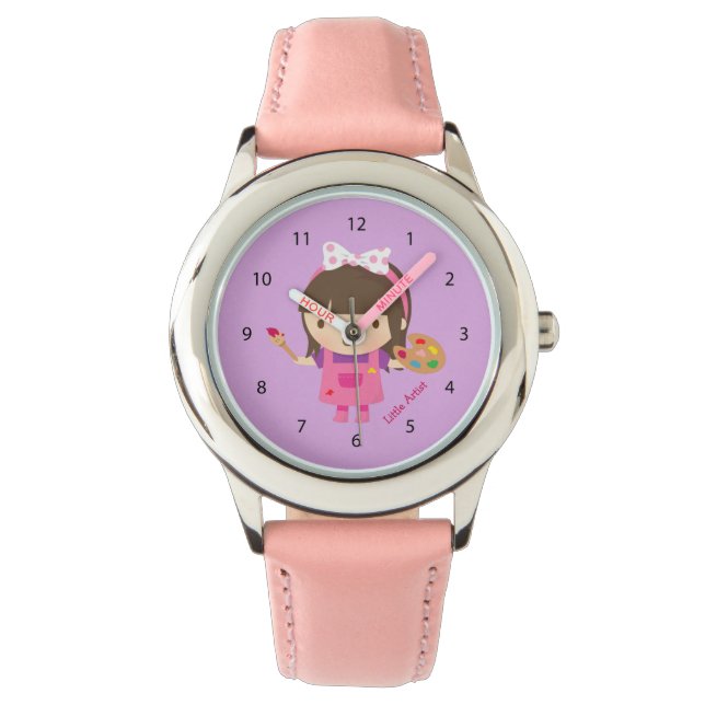 Schattigee kleine artiest schilder meisje horloge (Voorkant)