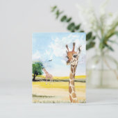 Schattigee Kleine Baby Giraffe Afrika Waterverf Briefkaart (Staand voorkant)