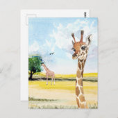 Schattigee Kleine Baby Giraffe Afrika Waterverf Briefkaart (Voorkant / Achterkant)