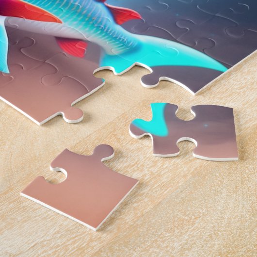 Schattigee kleine Baby haai met regenboogkleuren Legpuzzel (Zijkant)