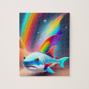 Schattigee kleine Baby haai met regenboogkleuren Legpuzzel