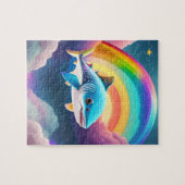 Schattigee kleine Baby haai vliegen met regenboog Legpuzzel (Horizontaal)