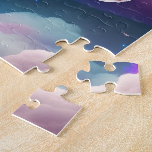 Schattigee kleine Baby haai vliegen met regenboog Legpuzzel (Zijkant)