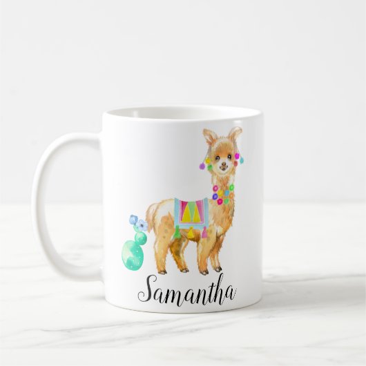 Schattigee kleine Baby Llama gepersonaliseerd Koffiemok (Links)