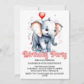 Schattigee kleine Baby olifant verjaardagsfeestje Kaart (Voorkant)