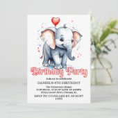 Schattigee kleine Baby olifant verjaardagsfeestje Kaart (Staand voorkant)