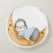 SCHATTIGEE KLEINE BABY PINGUÏN ZITTEND OP CLOUD ROND KUSSEN (Achterkant)