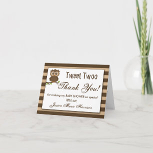 Schattigee kleine Baby Uil   Baby shower Dank u Bedankkaart