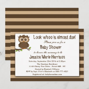 Schattigee kleine Baby uil   Baby Shower Kaart